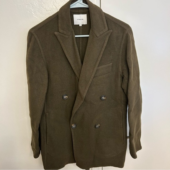 Vince. Olive Double-Breasted Coat Dark Green Size XS Women’s - Picture 8 of 10